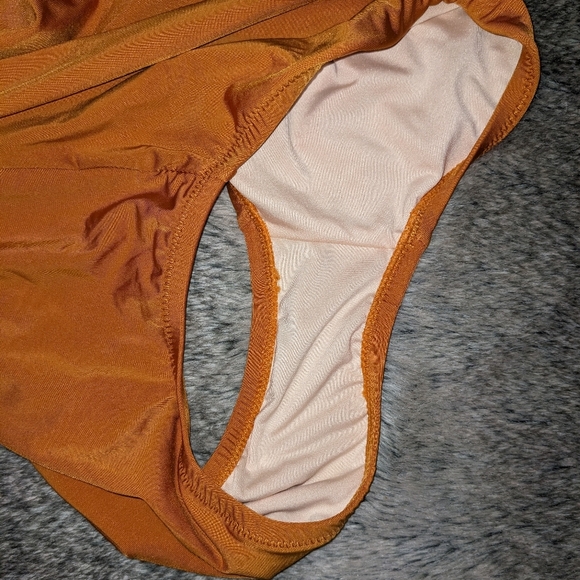 Garnet Hill Playa Ruffle-Overlay One-Piece Swimsuit Curry 6 - Picture 6 of 10